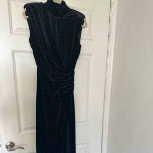 Ronny Kobo Black Dot Velvet Gown